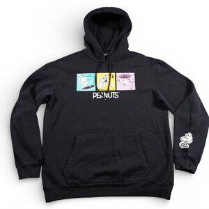 Peanuts Comic Strip Hoodie Snoopy Woodstock Adult XL Black